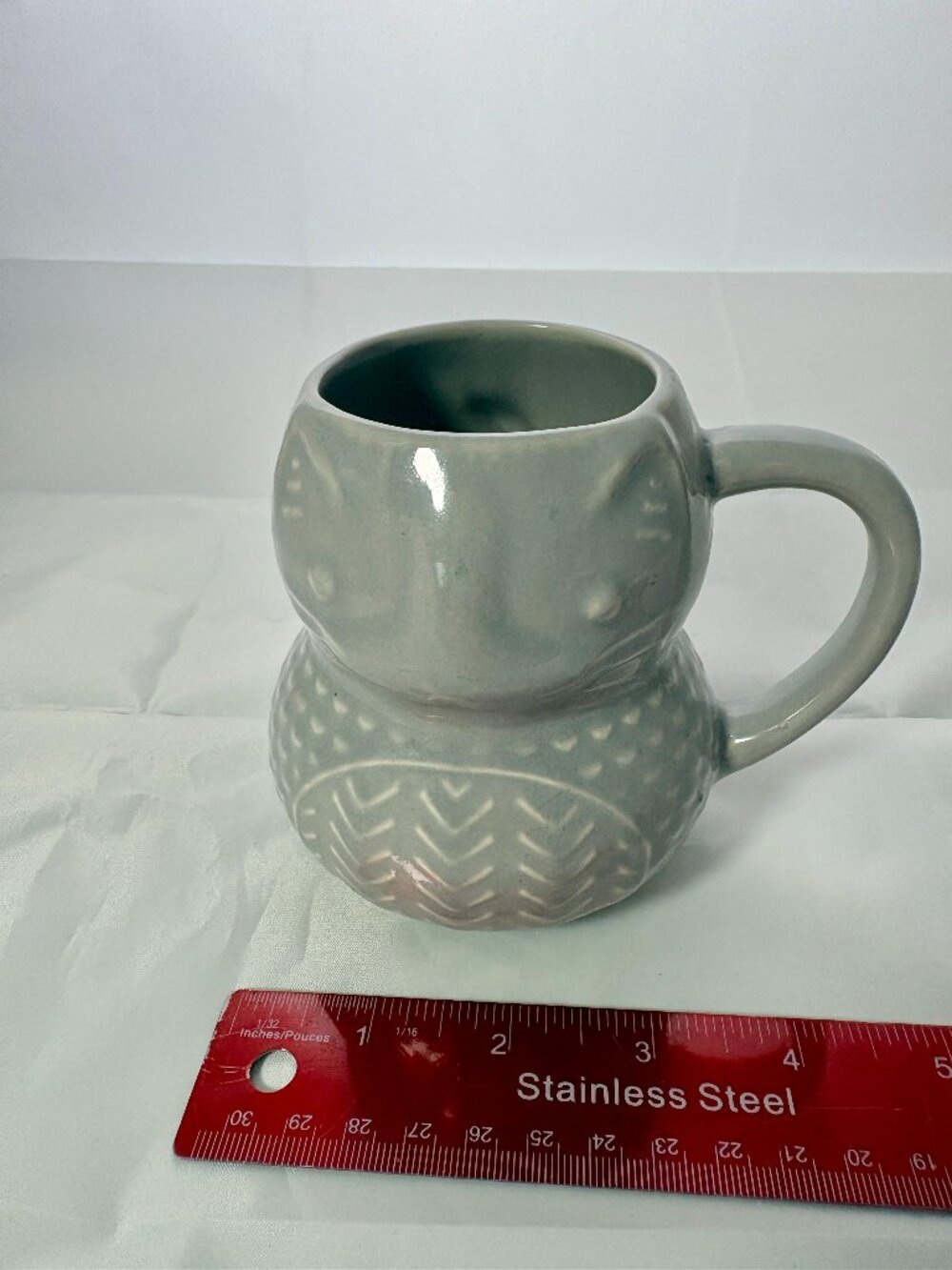 Grey Ceramic Cat Mug 3D Sculpted Kitty Tail Coffee Cup